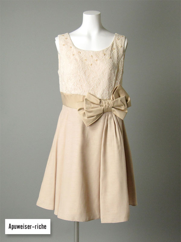 アプワイザーリッシェapuweiser Richeレース シャンタン切替ワンピース パーティードレス レンタルドレスパティドレ
